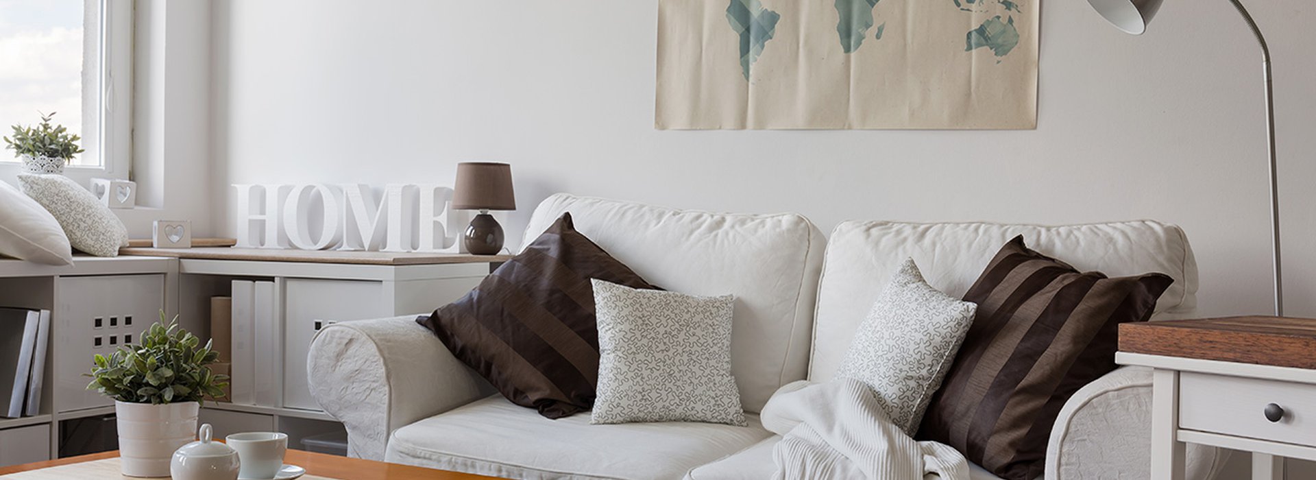 Comfortable white double sofa